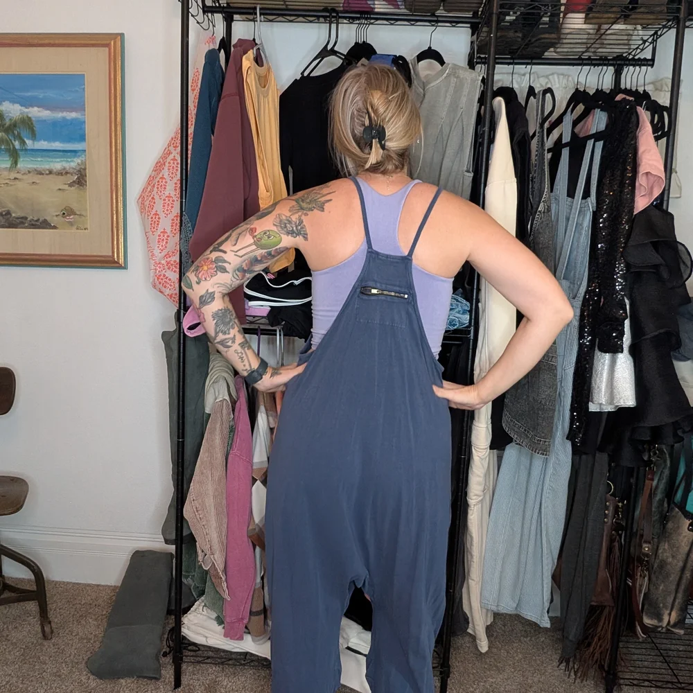 Navy Blue Jumpsuit with Pockets - Picture 3 of 6